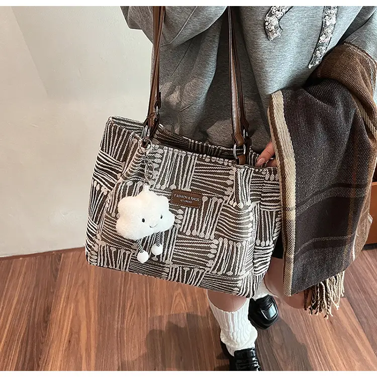 Women's Striped College Bag Winter Large Capacity — feature 24