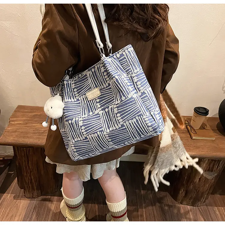 Women's Striped College Bag Winter Large Capacity — feature 29