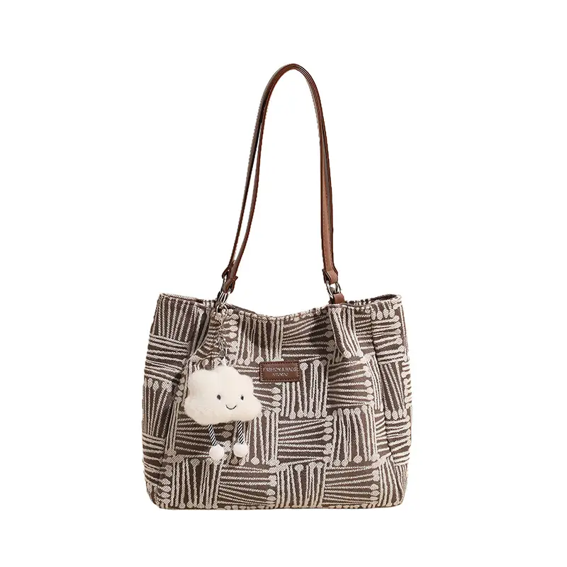 Women's Striped College Bag Winter Large Capacity - Image 3