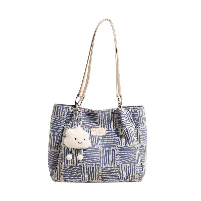 Women's Striped College Bag Winter Large Capacity - Image 4