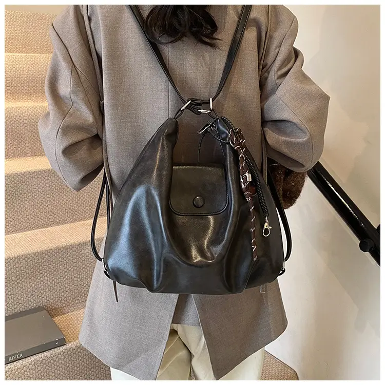 Black Leather Shoulder Tote Bag for Women 2024 Winter — feature 26