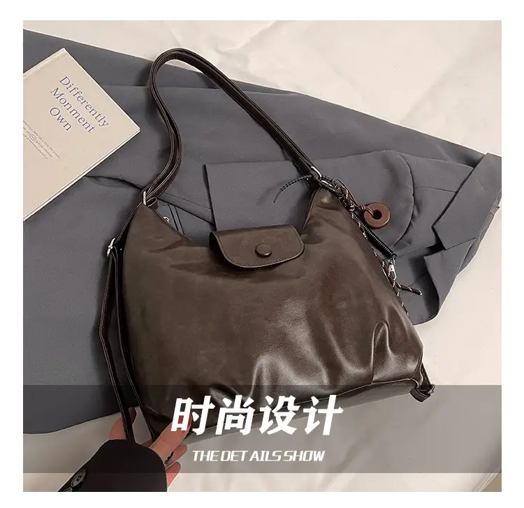 Black Leather Shoulder Tote Bag for Women 2024 Winter — feature 3