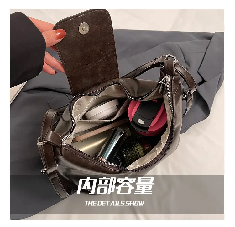 Black Leather Shoulder Tote Bag for Women 2024 Winter — feature 4