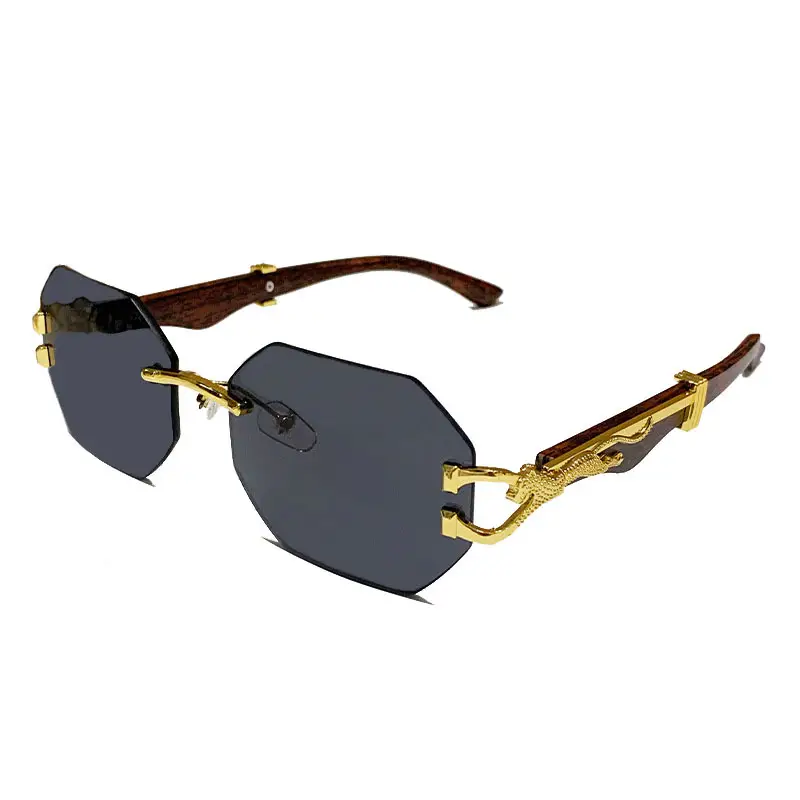 Vintage Wood Grain Sunglasses for Men European American Driving - Image 12