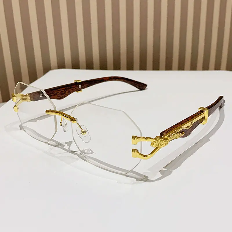 Vintage Wood Grain Sunglasses for Men European American Driving - Image 6