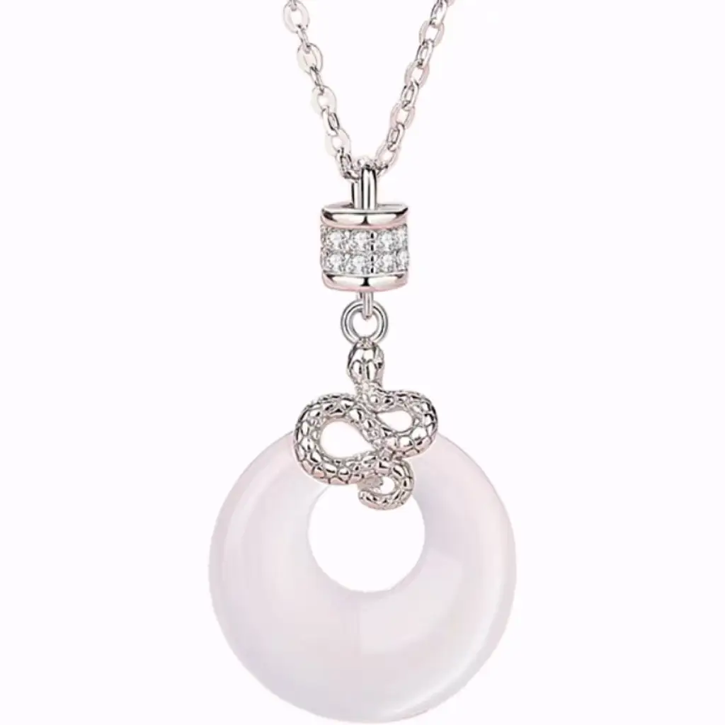 2025 Snake Shaped White Chalcedony Necklace for Women - Image 5