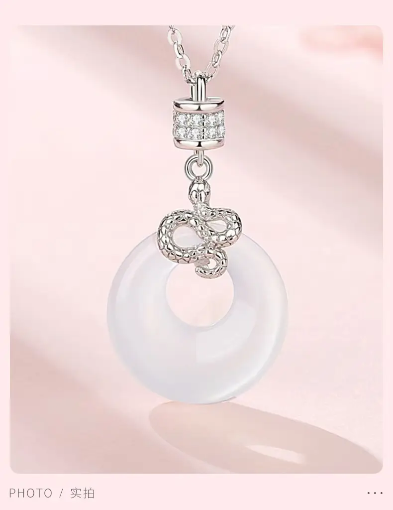 2025 Snake Shaped White Chalcedony Necklace for Women — feature 9