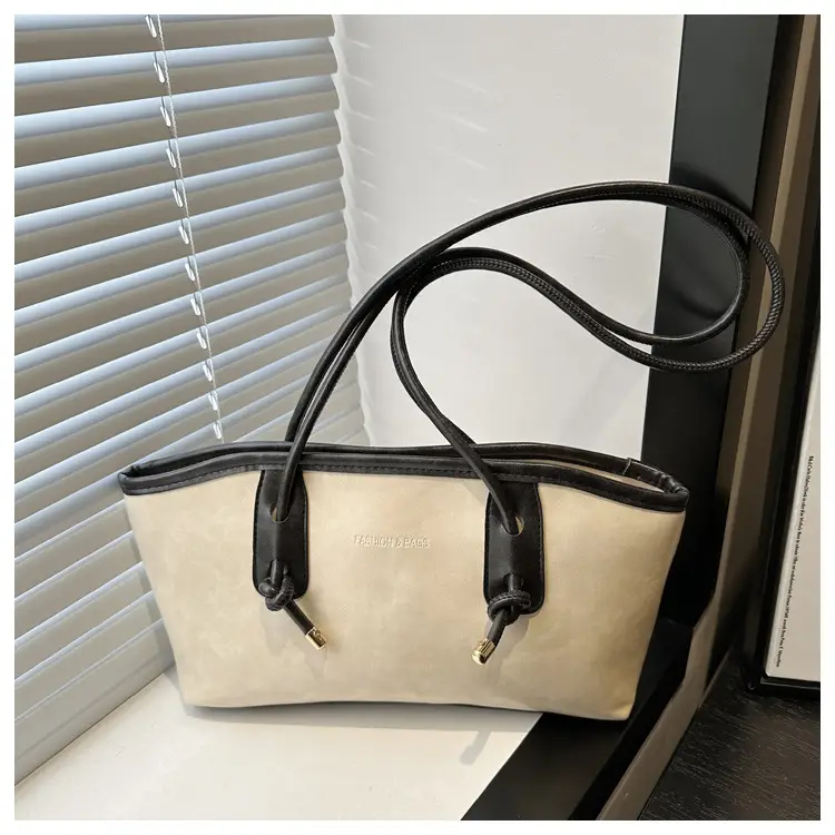 Women's Vintage Textured Shoulder Tote Bag Black — feature 22