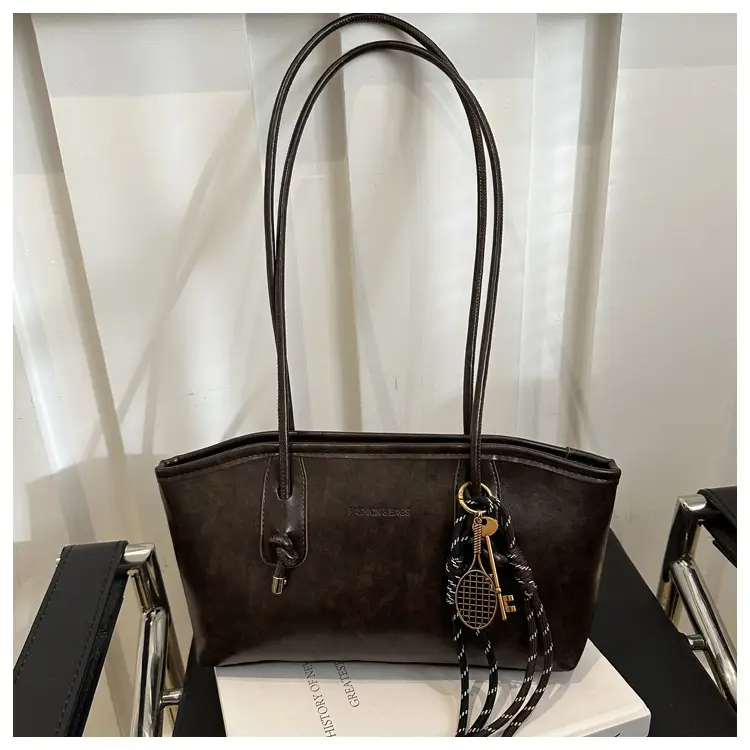 Women's Vintage Textured Shoulder Tote Bag Black - Image 3