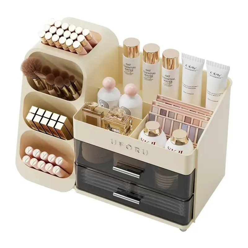 Large Capacity Makeup Storage Box with Pen Holder