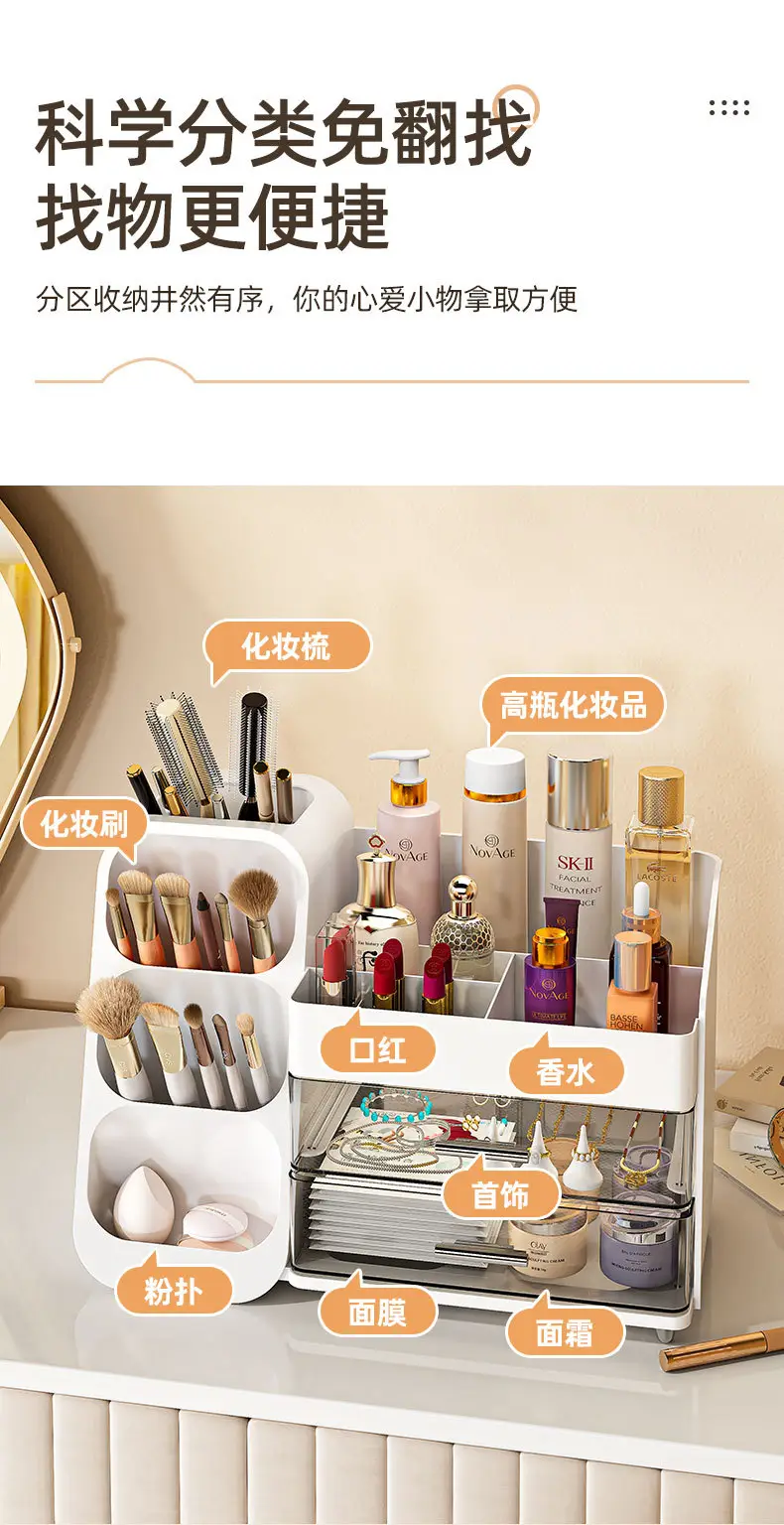 Large Capacity Makeup Storage Box with Pen Holder — feature 5