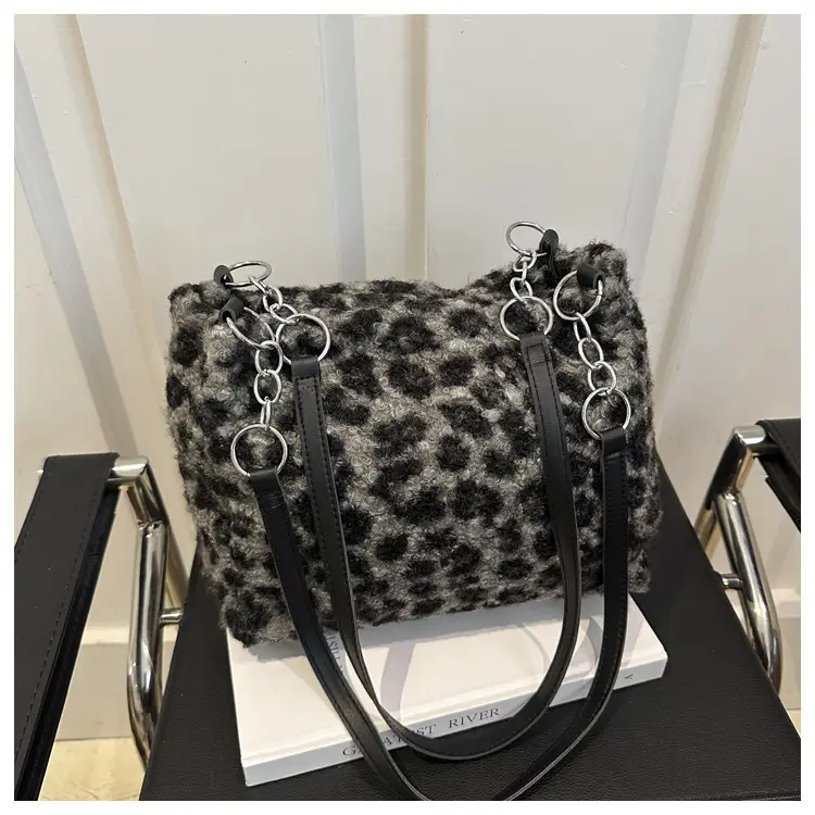 Leopard Print Plush Underarm Bag for Women Large Capacity — feature 18