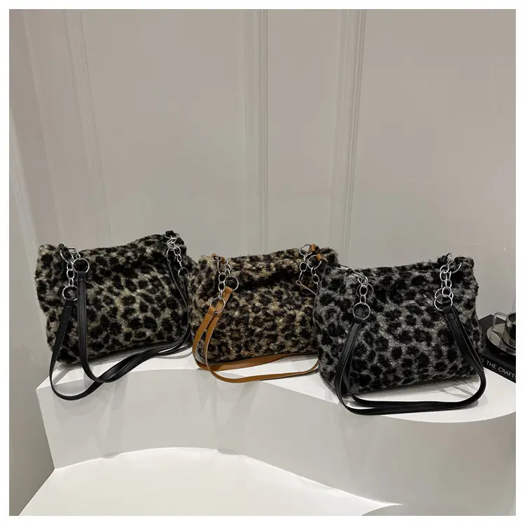 Leopard Print Plush Underarm Bag for Women Large Capacity — feature 20