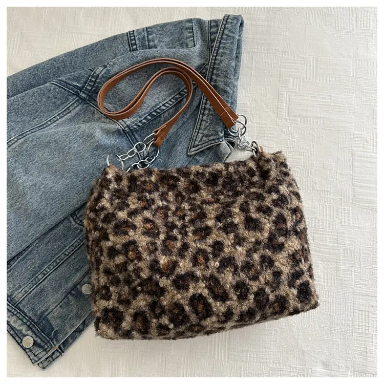 Leopard Print Plush Underarm Bag for Women Large Capacity — feature 21