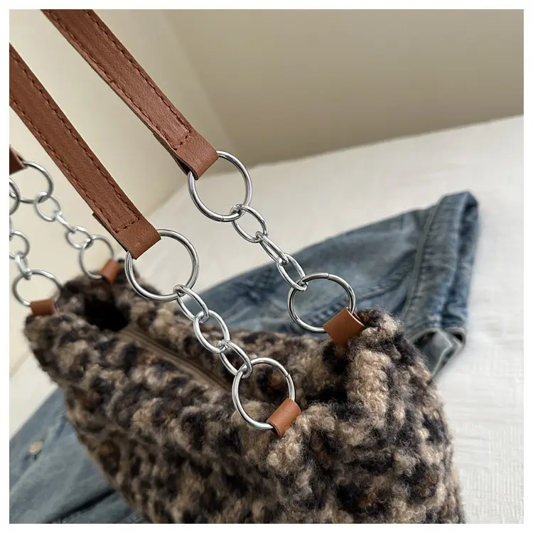 Leopard Print Plush Underarm Bag for Women Large Capacity — feature 37
