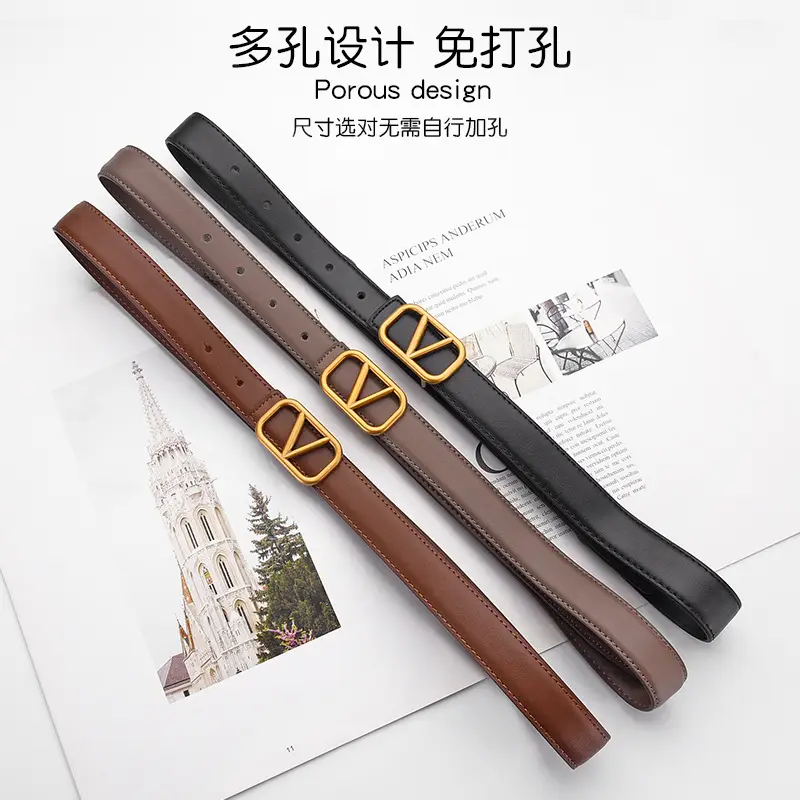 Women's V-Braceled Genuine Leather Belt Tan