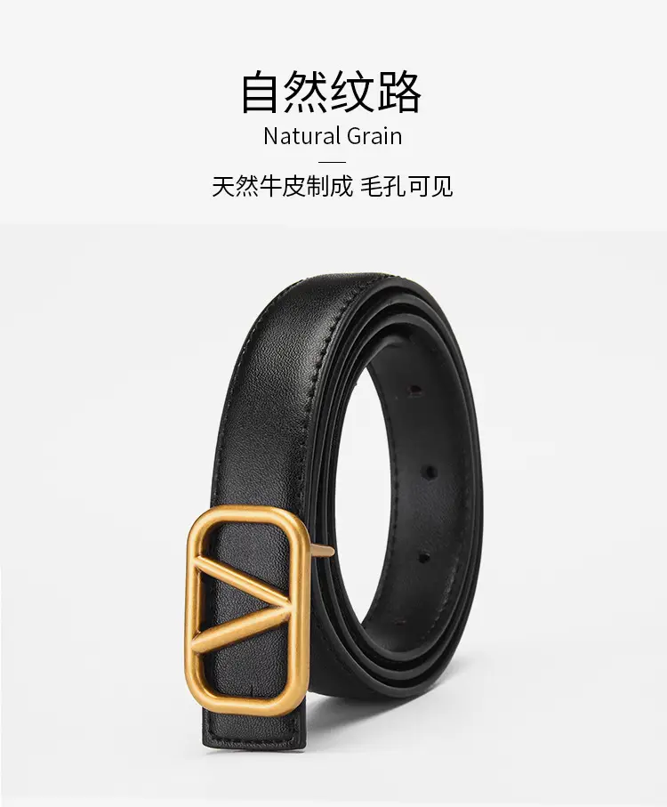 Women's V-Braceled Genuine Leather Belt Tan — feature 13