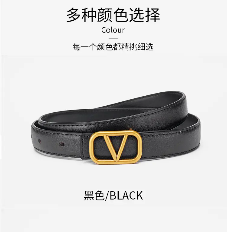 Women's V-Braceled Genuine Leather Belt Tan — feature 14