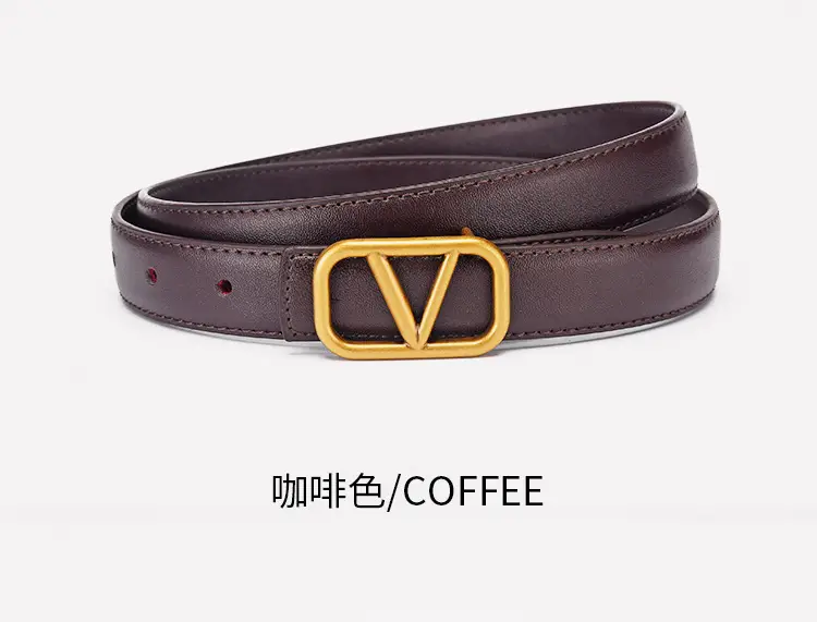 Women's V-Braceled Genuine Leather Belt Tan — feature 16