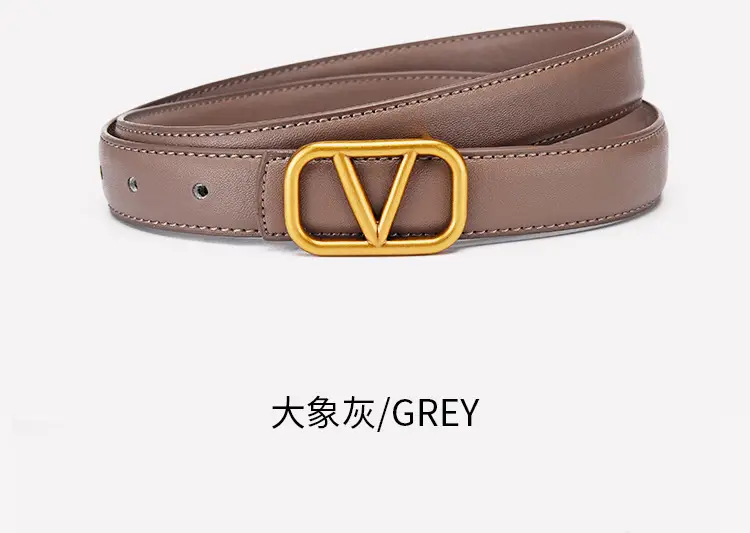 Women's V-Braceled Genuine Leather Belt Tan — feature 18