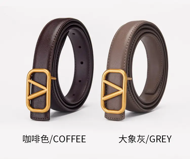 Women's V-Braceled Genuine Leather Belt Tan — feature 21