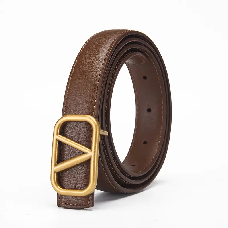 Women's V-Braceled Genuine Leather Belt Tan