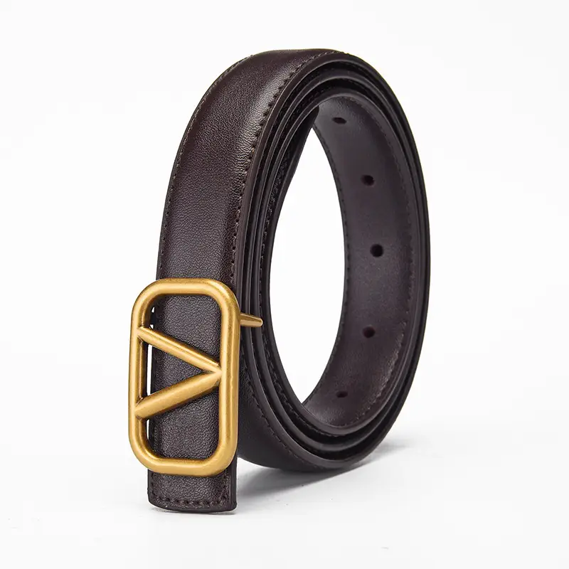 Women's V-Braceled Genuine Leather Belt Tan