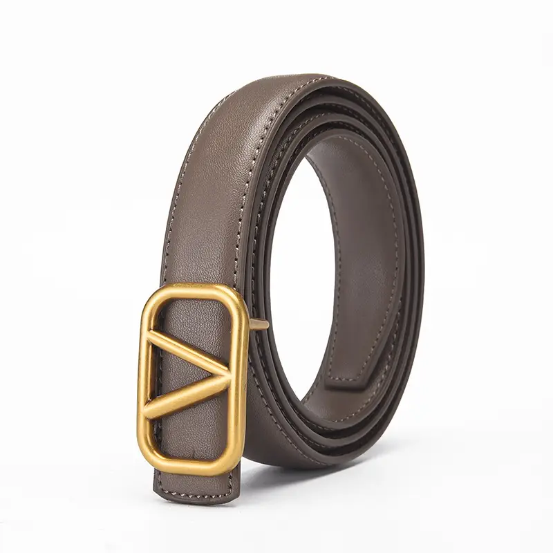 Women's V-Braceled Genuine Leather Belt Tan