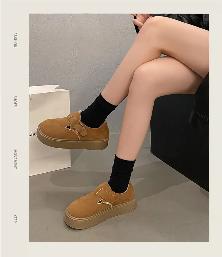 Thick-Soled Full-Wrap Birkenstock-Style Women's 2024 Winter New Retro Plush Warm Fur Cotton Slip-On Loafers — feature 10