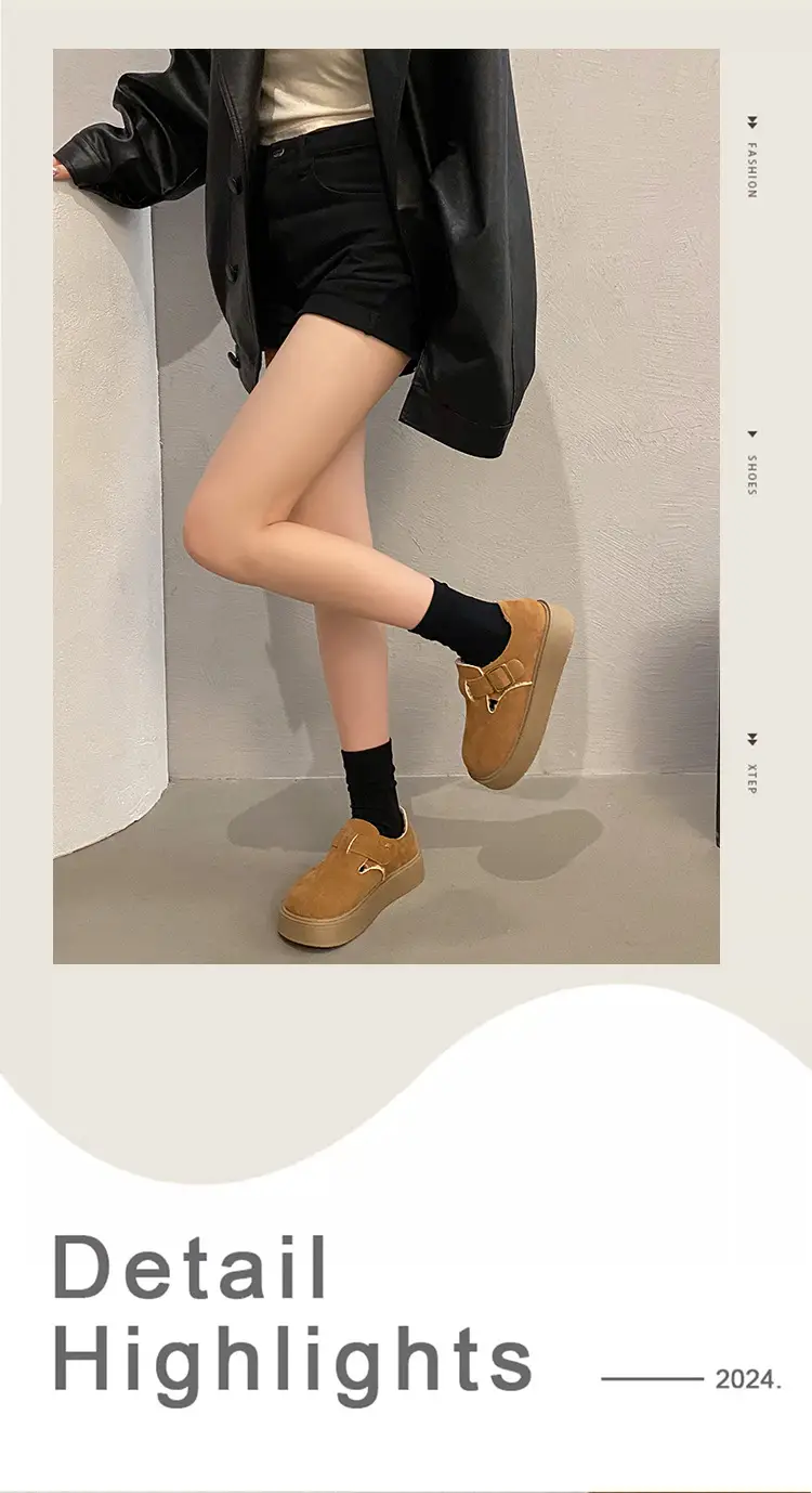 Thick-Soled Full-Wrap Birkenstock-Style Women's 2024 Winter New Retro Plush Warm Fur Cotton Slip-On Loafers — feature 13