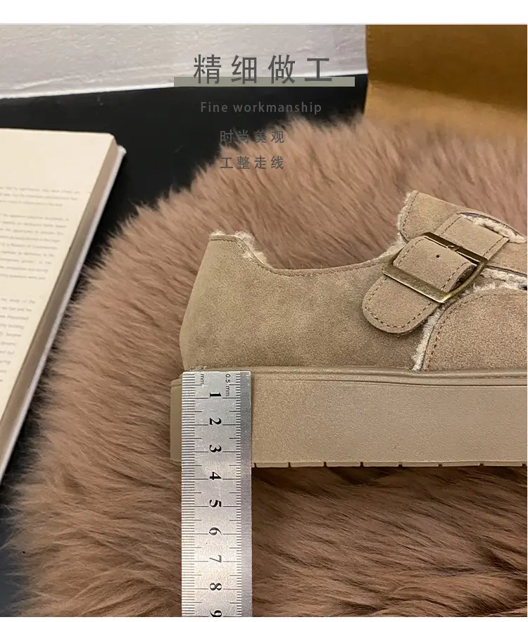 Thick-Soled Full-Wrap Birkenstock-Style Women's 2024 Winter New Retro Plush Warm Fur Cotton Slip-On Loafers — feature 15