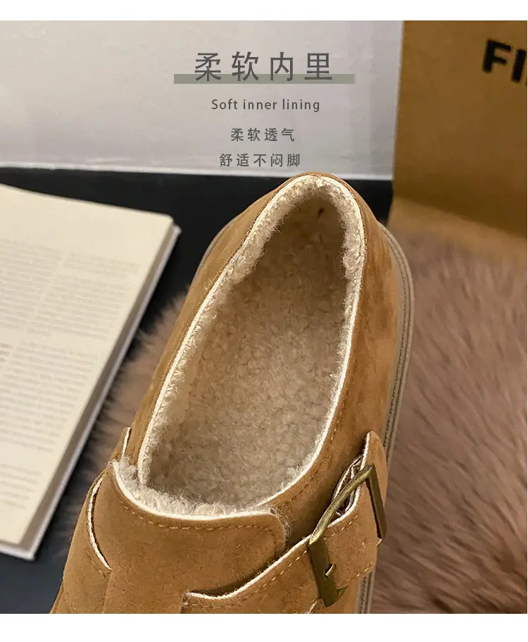 Thick-Soled Full-Wrap Birkenstock-Style Women's 2024 Winter New Retro Plush Warm Fur Cotton Slip-On Loafers — feature 16