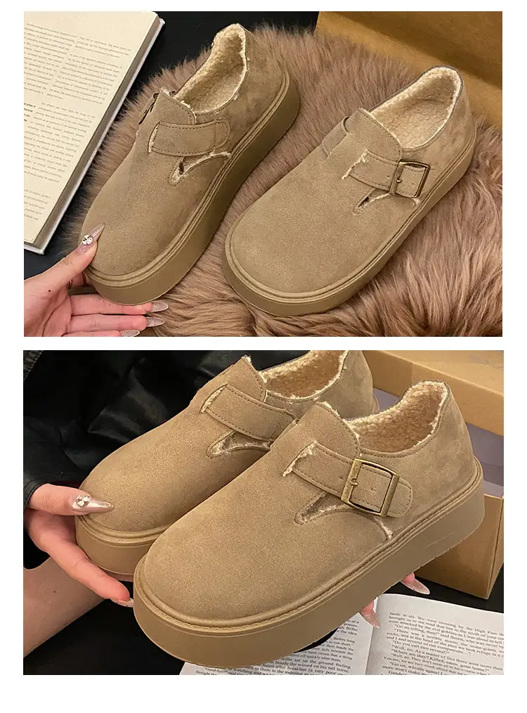 Thick-Soled Full-Wrap Birkenstock-Style Women's 2024 Winter New Retro Plush Warm Fur Cotton Slip-On Loafers — feature 19
