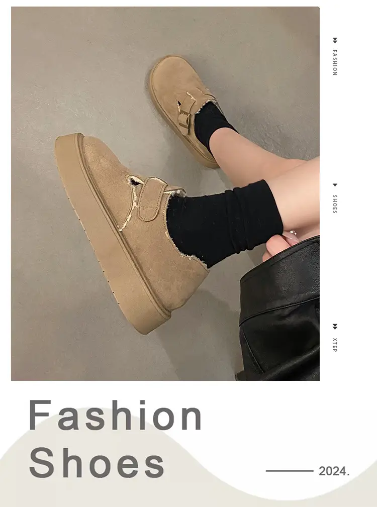 Thick-Soled Full-Wrap Birkenstock-Style Women's 2024 Winter New Retro Plush Warm Fur Cotton Slip-On Loafers — feature 7