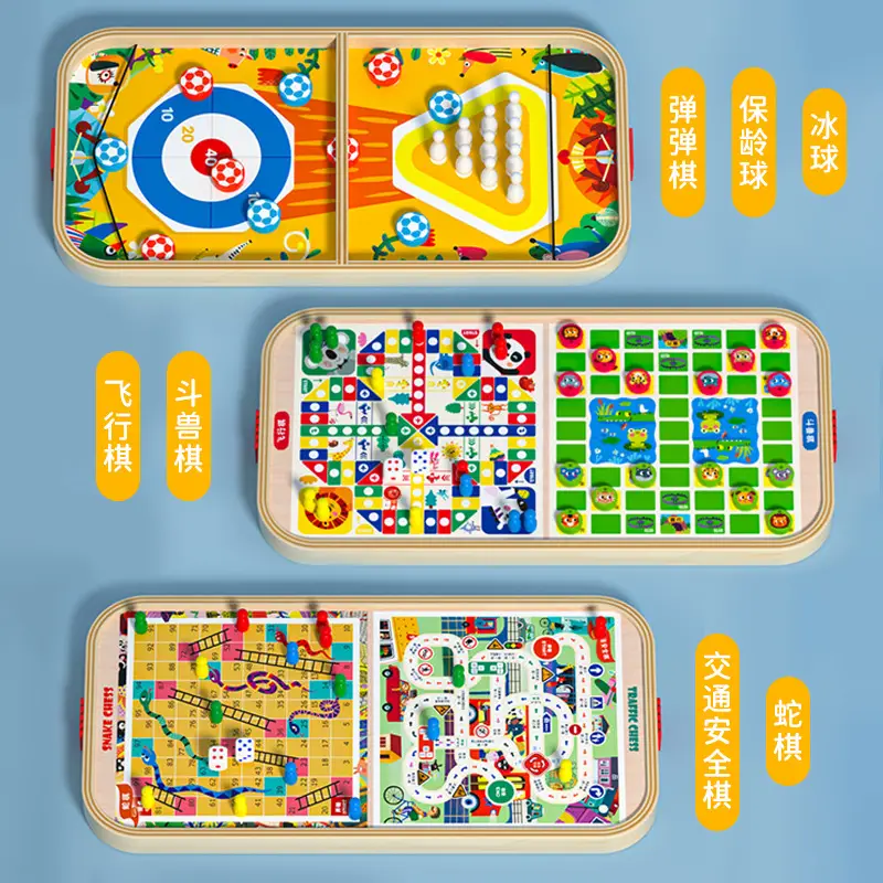 Children's Multifunctional Bouncing Chess Board Game Parent-Child Interactive Desktop Ejection Toy Bowling Fun Flying Chess Board