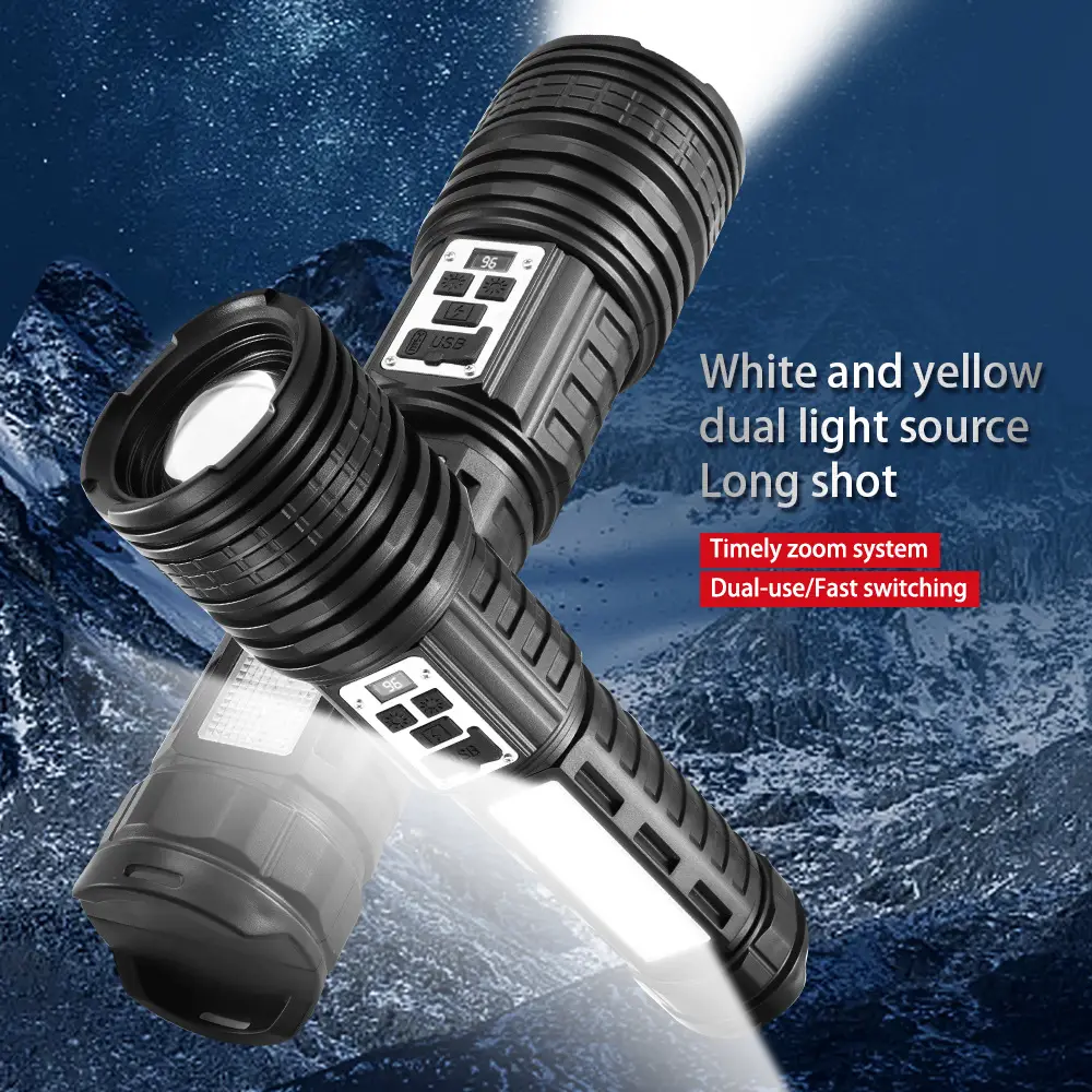 Telescopic Laser Gun Strong Flashlight Yellow White Dual Focus - Image 3