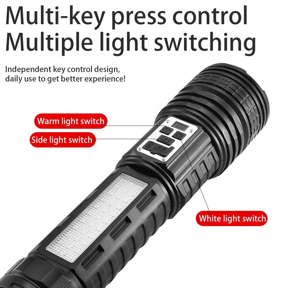Telescopic Laser Gun Strong Flashlight Yellow White Dual Focus — feature 7