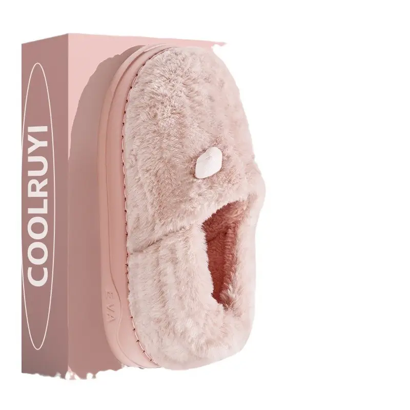 Winter New Eva Thick-Soled Horn Plush Cotton Slippers for Couples, Cute Men and Women, Bag Heels, Warm Cotton Shoes Wholesale - Image 9