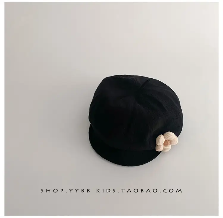 Black Cotton Flower Girl Hat for Girls Winter — feature 15