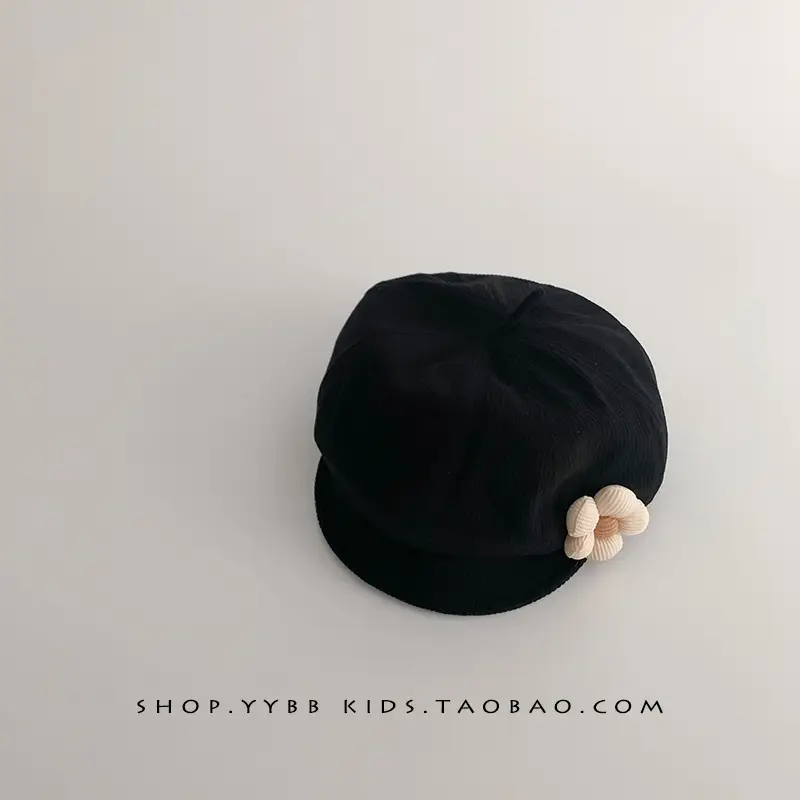 Black Cotton Flower Girl Hat for Girls Winter - Image 4
