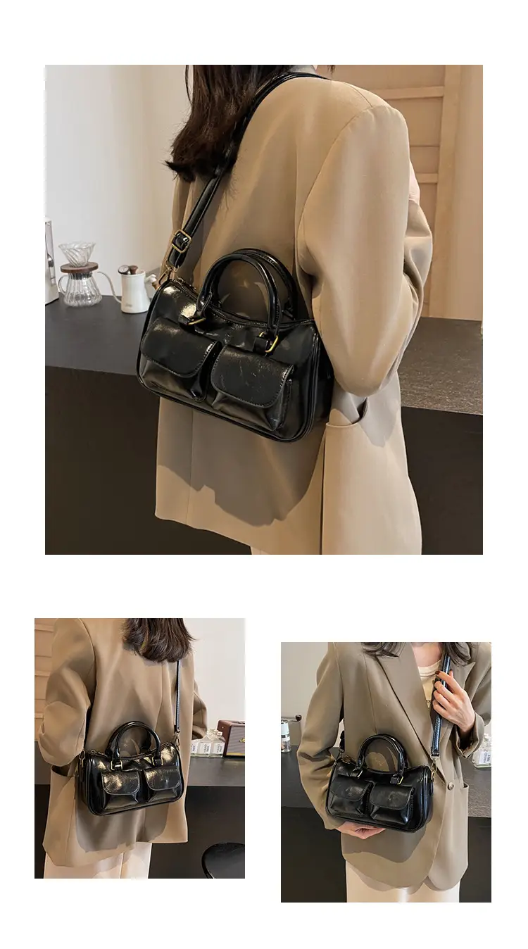 Black Crossbody Bag for Women 2026 Retro Square Design — feature 12