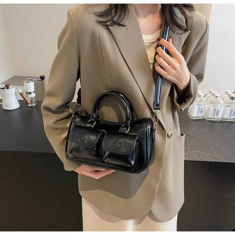 Black Crossbody Bag for Women 2026 Retro Square Design — feature 22