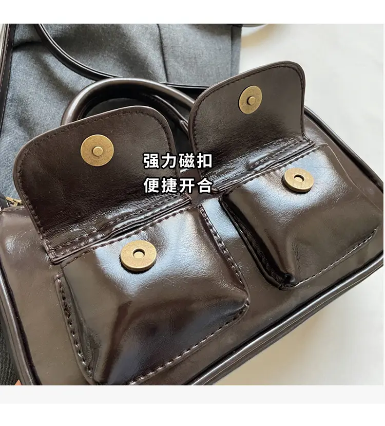 Black Crossbody Bag for Women 2026 Retro Square Design — feature 9