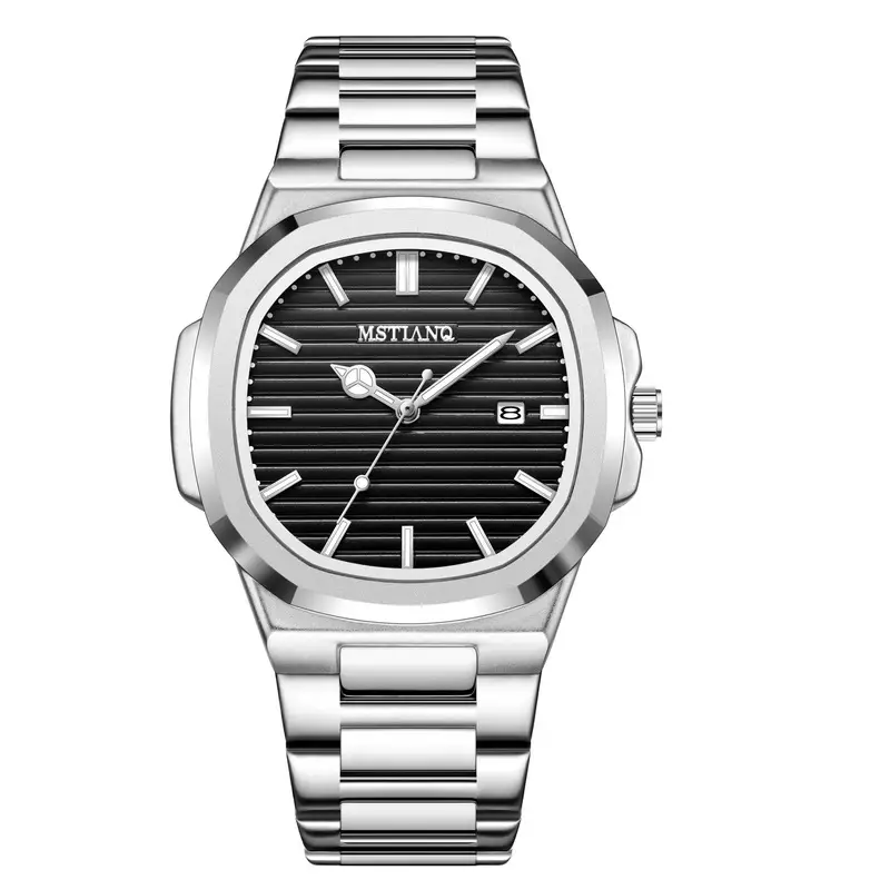 Men's Square Watch with Blue Dial & Mori Steel Band - Image 3