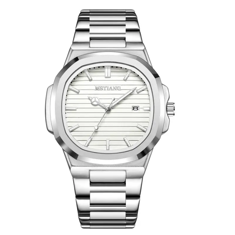 Men's Square Watch with Blue Dial & Mori Steel Band - Image 4