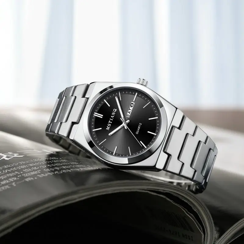 Men's Blue Dial Quartz Watch with Stainless Steel Band - Image 9