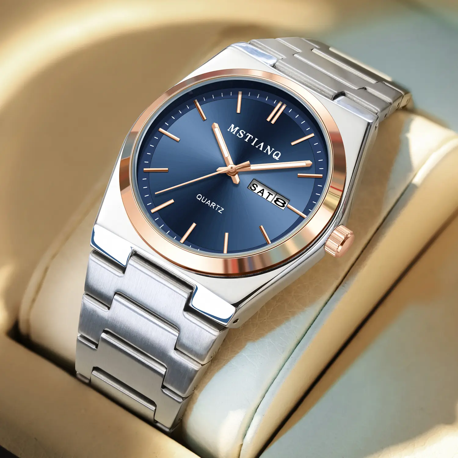 Men's Blue Dial Quartz Watch with Stainless Steel Band — feature 17