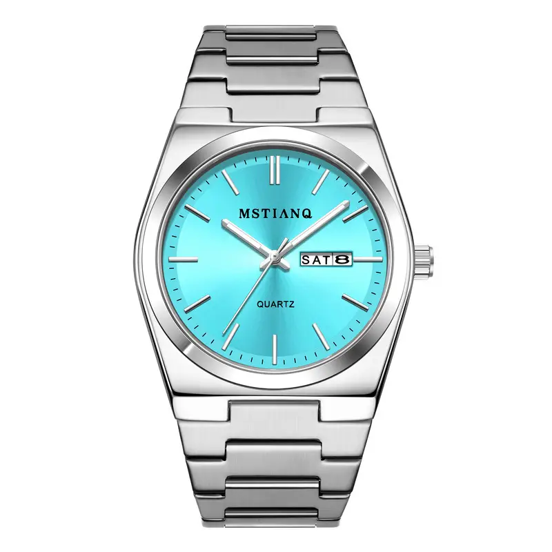 Men's Blue Dial Quartz Watch with Stainless Steel Band - Image 3