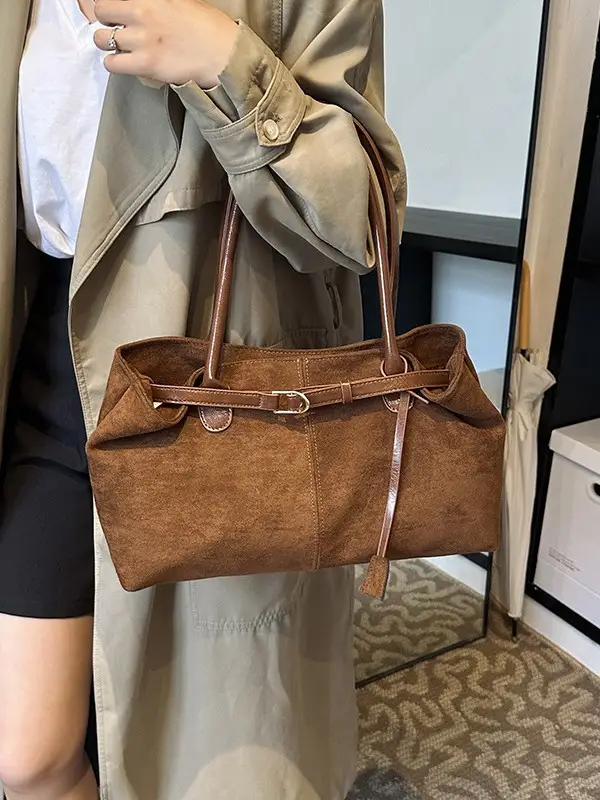 Brown Frosted Women's Large Tote Bag Shoulder Handbag - Image 3