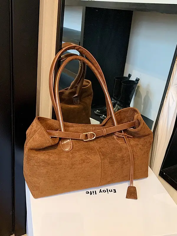 Brown Frosted Women's Large Tote Bag Shoulder Handbag - Image 4